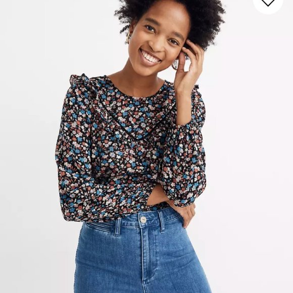 Madewell Tops - NWT | Madewell | Floral Ruffle-Yoke Prairie Top